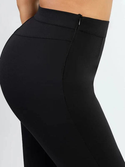 Women Straight Leg Pants with Built-In Shapewear Shorts