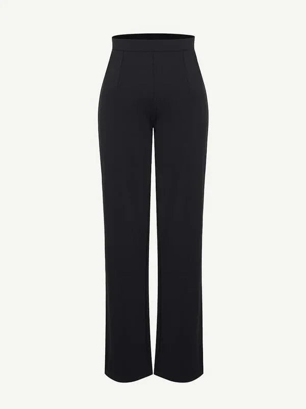 Women Straight Leg Pants with Built-In Shapewear Shorts
