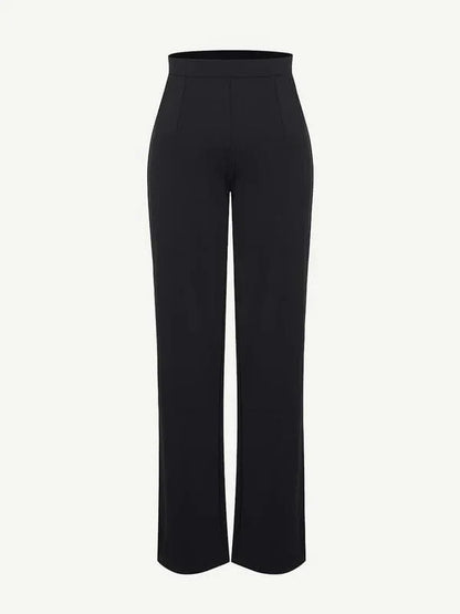 Women Straight Leg Pants with Built-In Shapewear Shorts