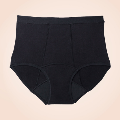 Black Soft High Waist Menstrual Leak-Proof Seamless Bikini Panty