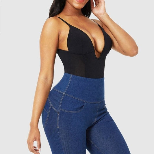 Plunge Low-Back Bodysuit Shaper Thong