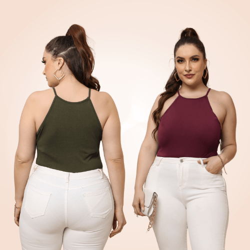 Plus Size Sleeveless Halter Shapewear Bodysuit