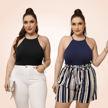 Plus Size Sleeveless Halter Shapewear Bodysuit