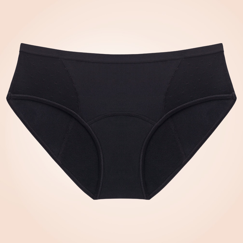 Layered Leak Proof Mesh Dots Black Menstrual Panties