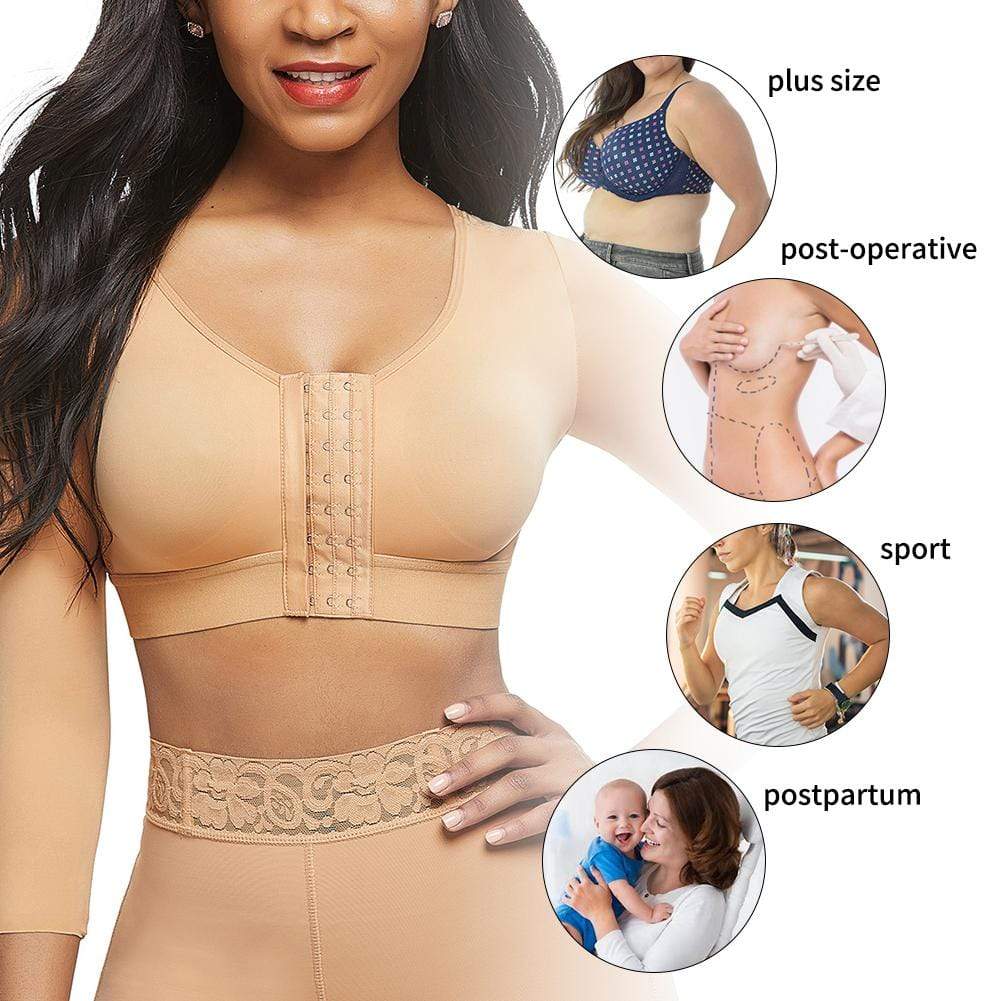 Arm Compression Shaper Sports Bra Shapewear with Front Hooks