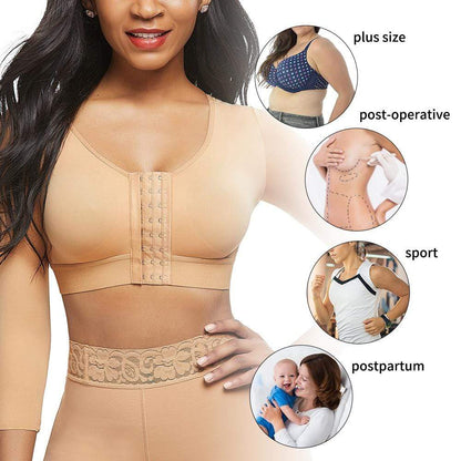 Arm Compression Shaper Sports Bra Shapewear with Front Hooks