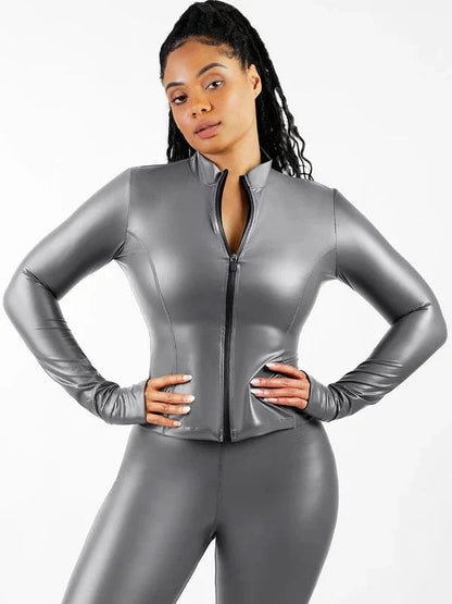 Long Sleeve Silver Film Sauna Suit Shaper Top