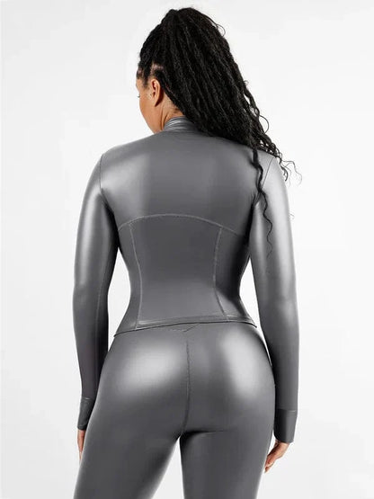 Long Sleeve Silver Film Sauna Suit Shaper Top