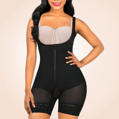 Sculpting Mid Thigh Slimming Seamless Bodysuit Zipper