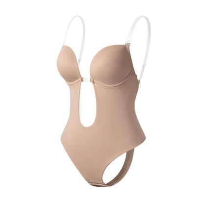 Seamless Backless Strapless Deep V Bodysuit Thong