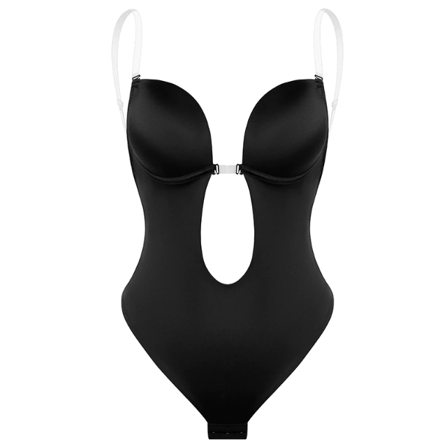 Seamless Backless Strapless Deep V Bodysuit Thong