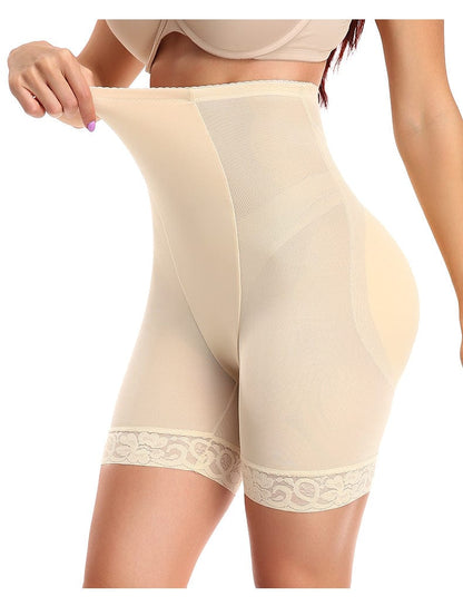 Waist-Slimming Lace Shaper Shorts with Removable Hip Pads