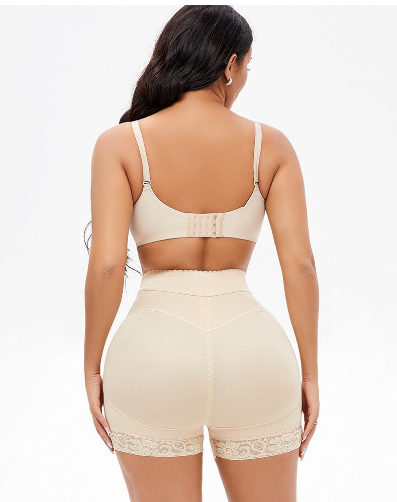 Front Zippered Lace Shaper Shorts for Tummy Control and Hip Lifting
