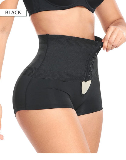High Waist Trainer Shaping Shorts with Front Hook and Eye Closure
