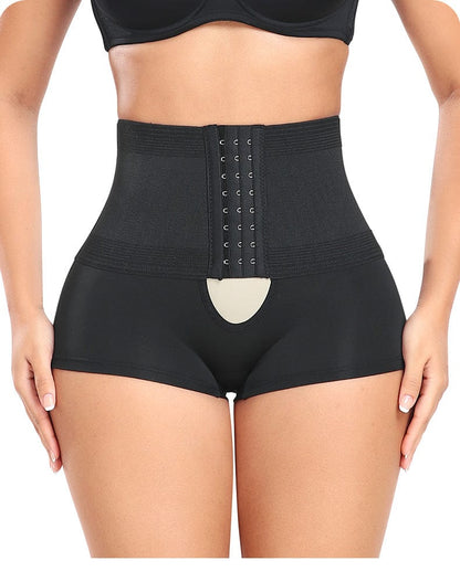 High Waist Trainer Shaping Shorts with Front Hook and Eye Closure