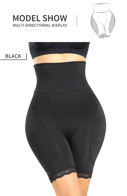 High Waisted Tummy Control Shaping Shorts with Removable Hip Pads