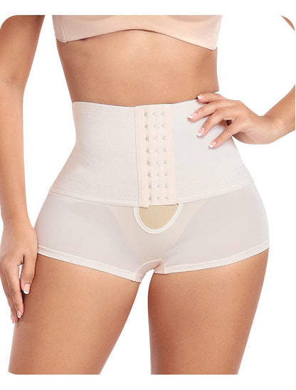 High Waist Trainer Shaping Shorts with Front Hook and Eye Closure