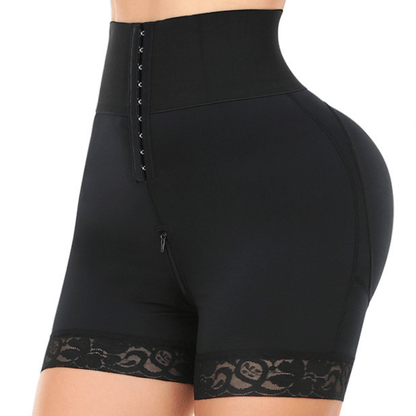 Tummy Control Lace Open Gusset Shaping Shorts with Multi Row Hook and Eye Closure