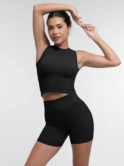 Tummy Control Seamless High-Waisted Peach Buttocks Shaping Sports Yoga Shorts Breathable Activewear