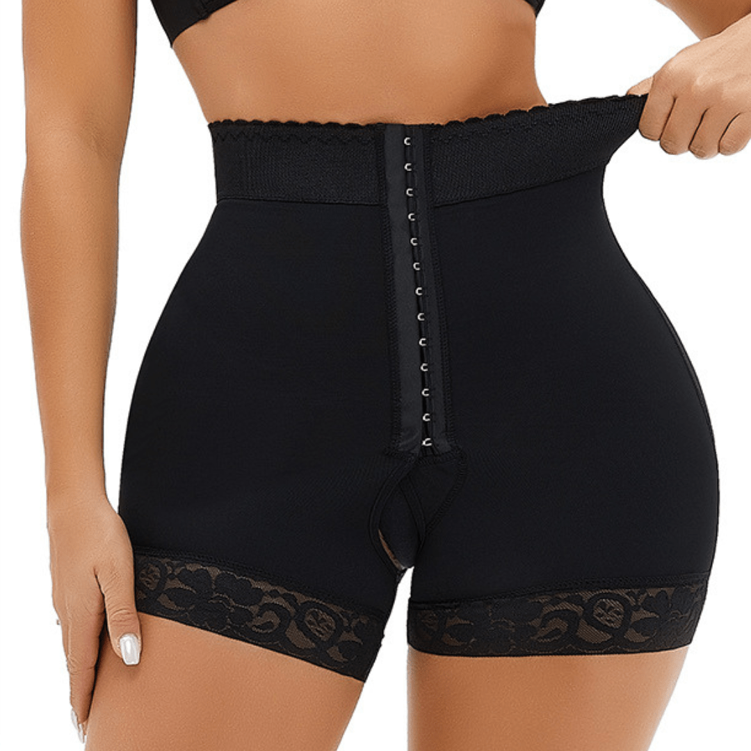 Waist Trainer and Hip Lifting Shaper Shorts with Hook and Eye Closure