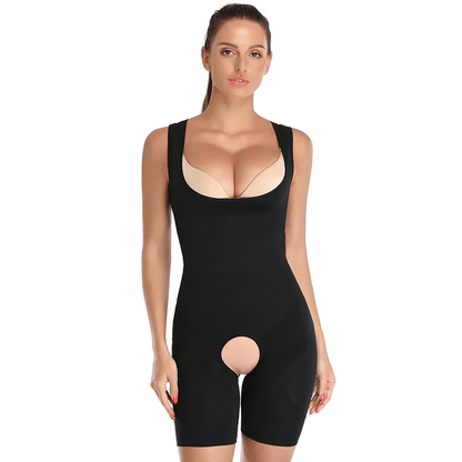 Women Open Bust Sculpting Bodysuit Short With Open Gusset