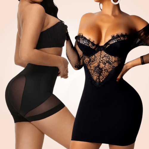 Contrast High-Waist Mesh Leg Shaper Shorts