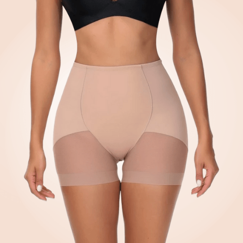 Contrast High-Waist Mesh Leg Shaper Shorts