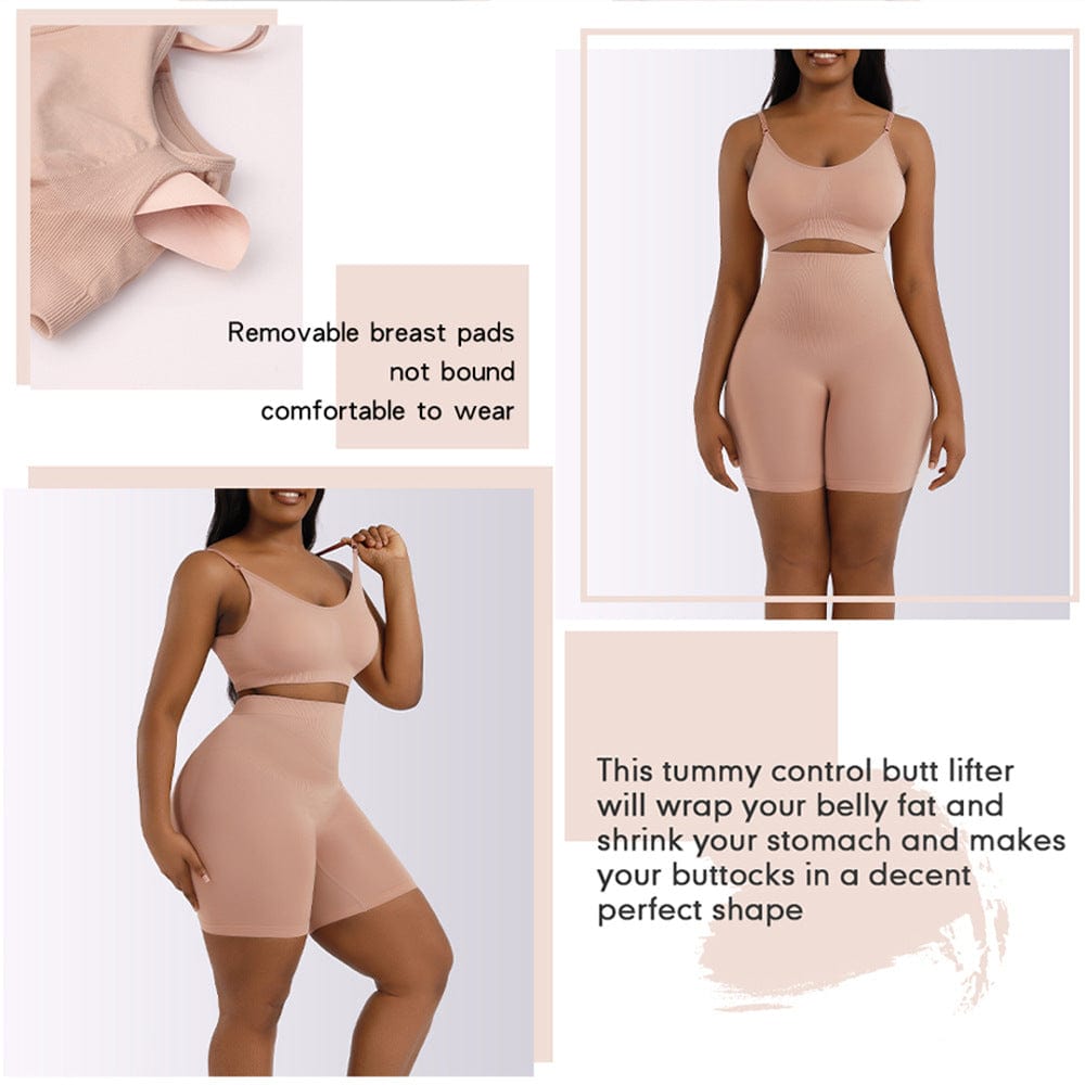 Seamless Non Wired Bra and Tummy Control Shaper Shorts Set