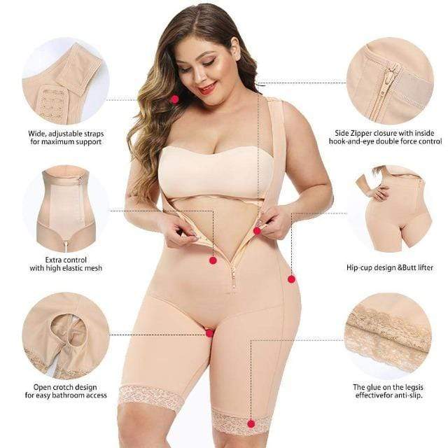 Women Open Bust Bodysuit Shaper With Adjustable Hooks