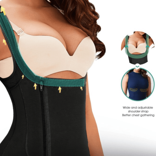 Women Open Bust Bodysuit Shaper With Adjustable Hooks