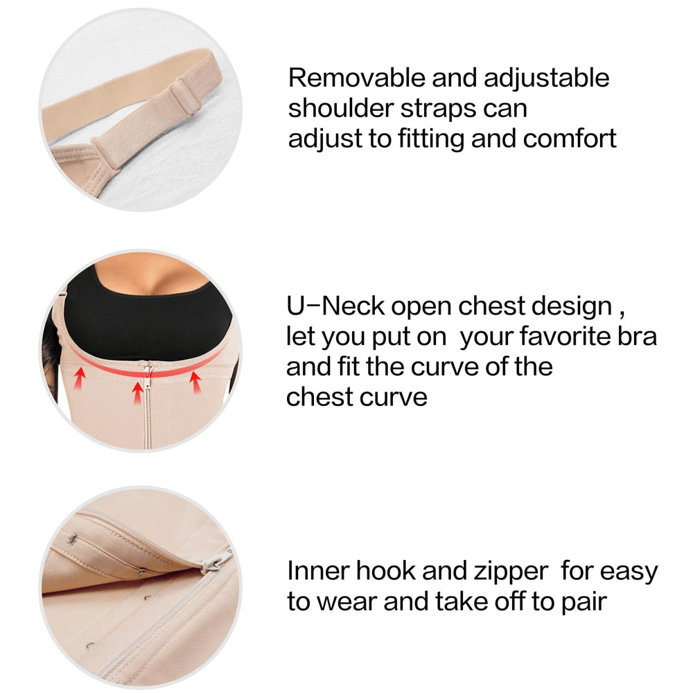 Women Open Bust Bodysuit Shaper Zipper Thong