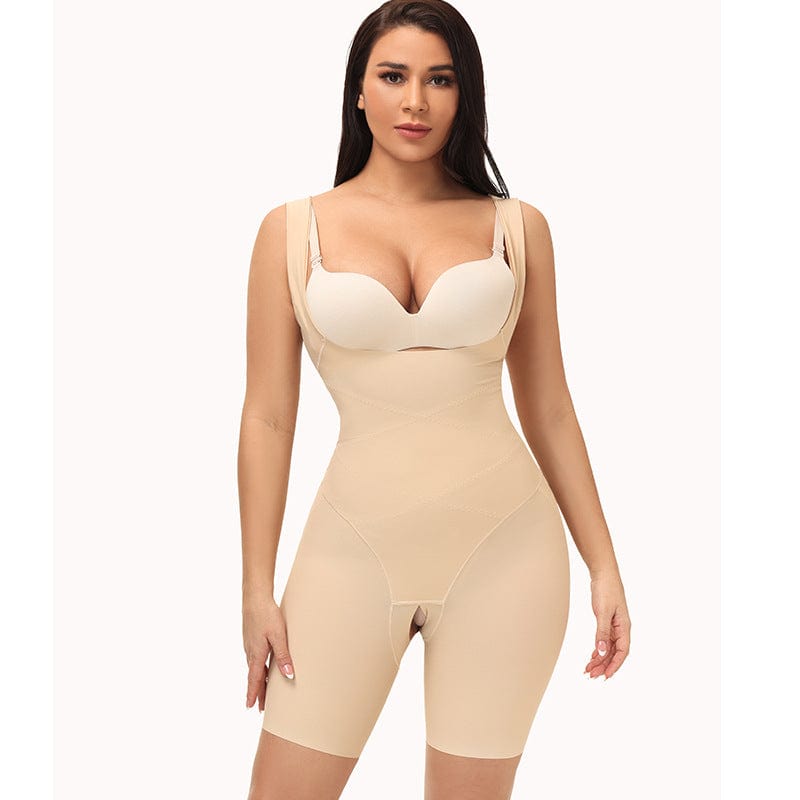 Women Shaping Bodysuit Open Bust Cross Waist Shaper Shorts