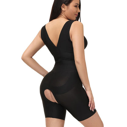Women Shaping Bodysuit Open Bust Cross Waist Shaper Shorts