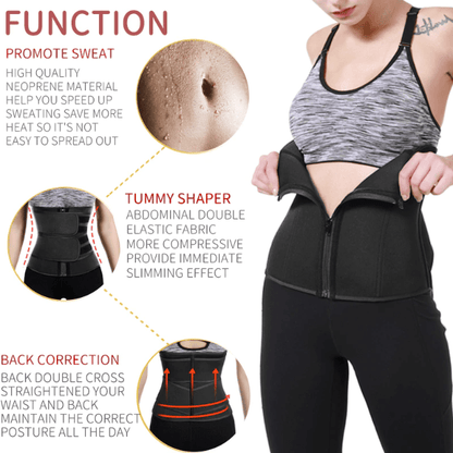 Zip & Hooks Waist Trainer 6 Steel Boned Corset Belt
