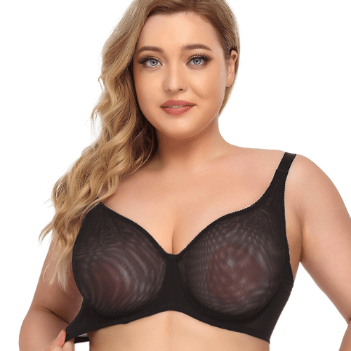 Sheer Mesh Push Up Plus Size Bra