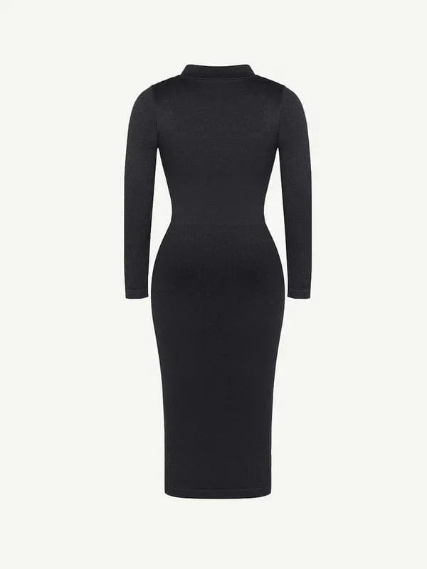 Tummy Control Retro Long Sleeve Shapewear Shirt Dress