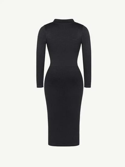 Tummy Control Retro Long Sleeve Shapewear Shirt Dress