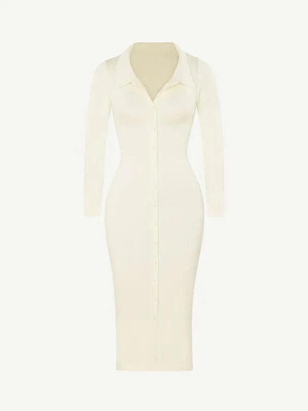 Tummy Control Retro Long Sleeve Shapewear Shirt Dress