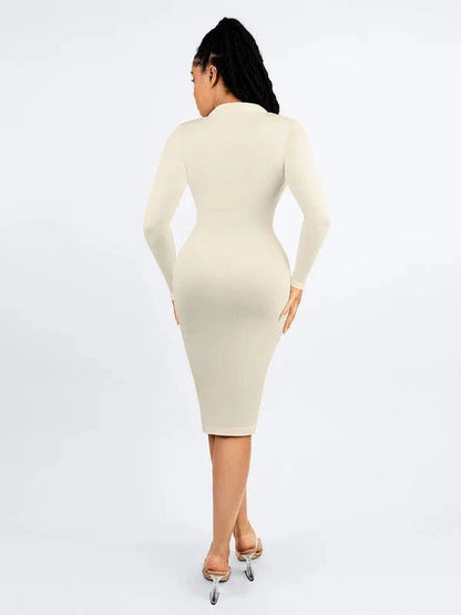 Tummy Control Retro Long Sleeve Shapewear Shirt Dress