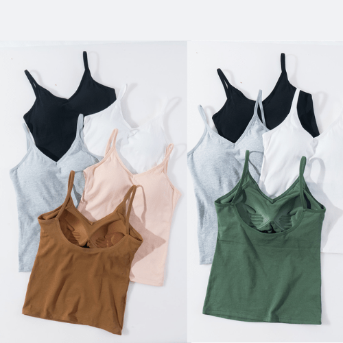 Spaghetti Straps Padded Camisole with Built-In Padded Bra Tank Tops