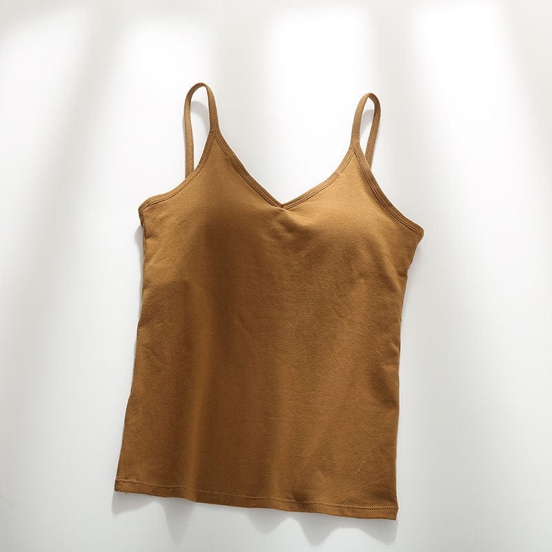 Spaghetti Straps Padded Camisole with Built-In Padded Bra Tank Tops