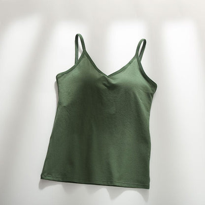 Spaghetti Straps Padded Camisole with Built-In Padded Bra Tank Tops