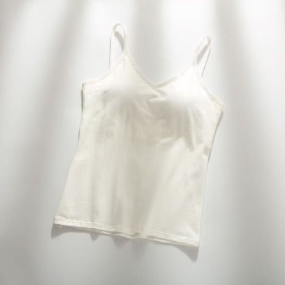 Spaghetti Straps Padded Camisole with Built-In Padded Bra Tank Tops