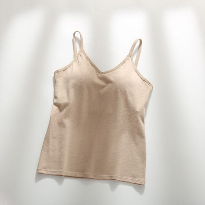 Spaghetti Straps Padded Camisole with Built-In Padded Bra Tank Tops