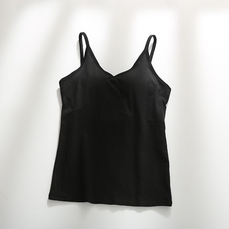 Spaghetti Straps Padded Camisole with Built-In Padded Bra Tank Tops