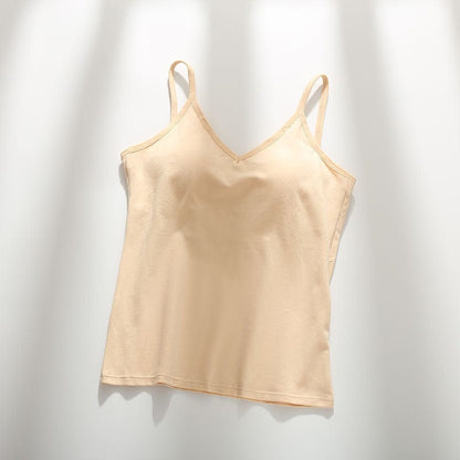 Spaghetti Straps Padded Camisole with Built-In Padded Bra Tank Tops