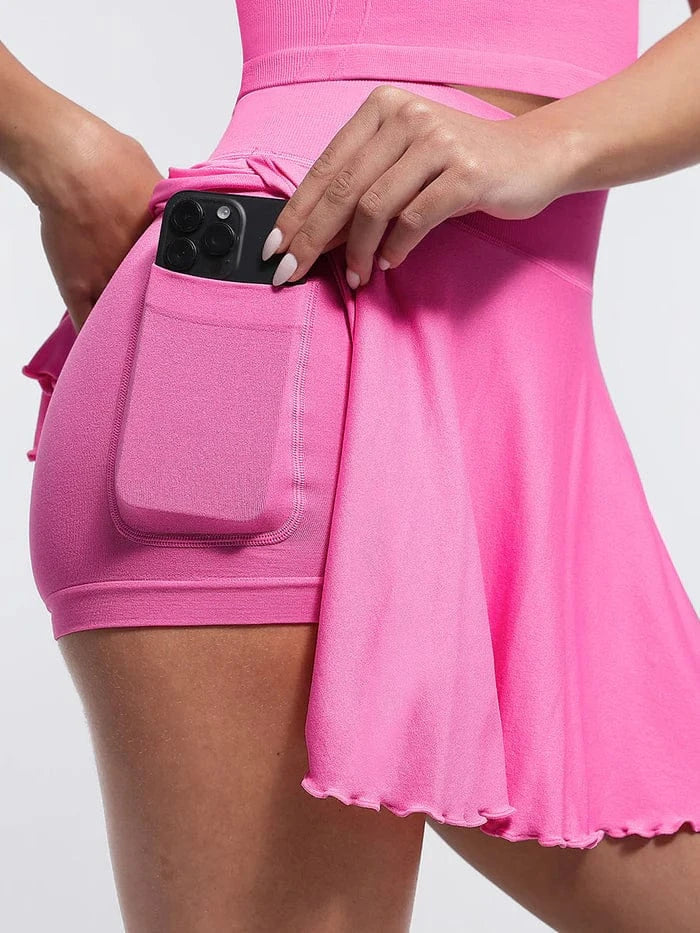 Women's Sport Tennis Skirt with Built-In Shorts and Pockets