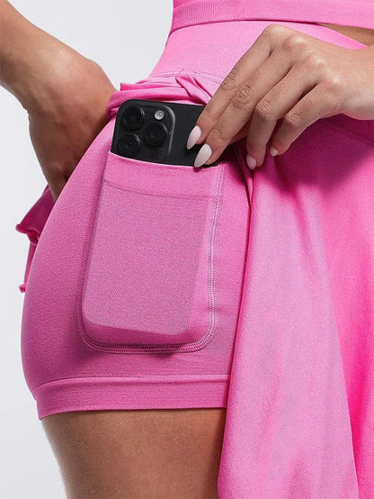Women's Sport Tennis Skirt with Built-In Shorts and Pockets