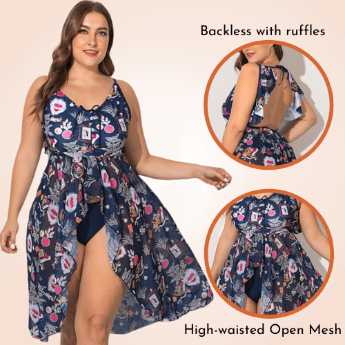 Multi-Design Backless Mesh Long Dress Cover-Up Sexy Beach Two Piece Swimwear
