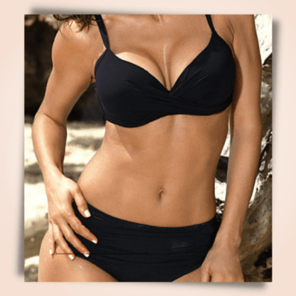 Multicolor Drawstring Back Two Piece High Waisted Bikini